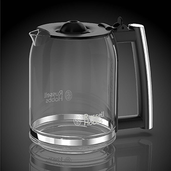 Stainless Steel 8 Cup Coffeemaker Black Glass Accent Russell Hobbs